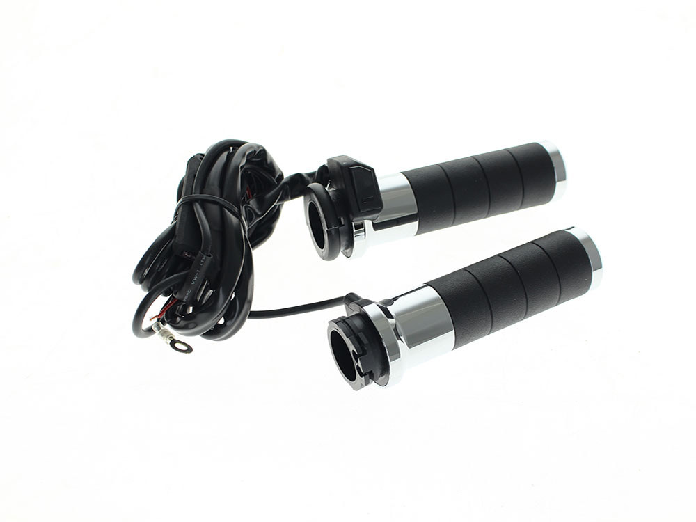 Heated Titan-X Handgrips – Chrome. Fits H-D with Throttle Cable.