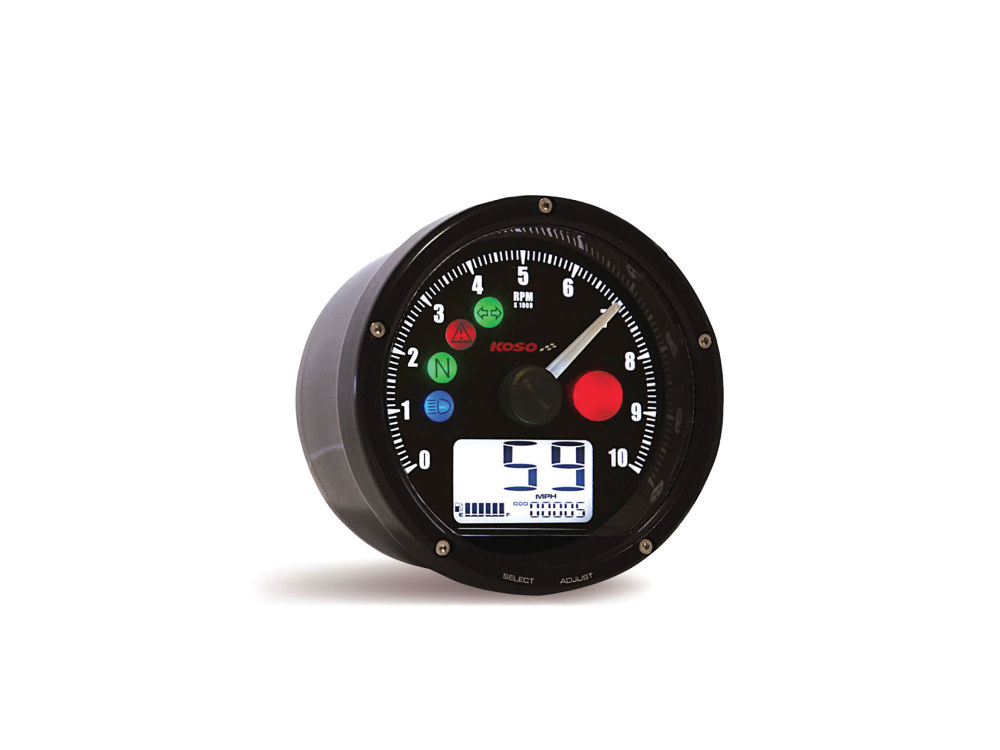 3-3/8in. Digital Speedometer with Tachometer - Black.