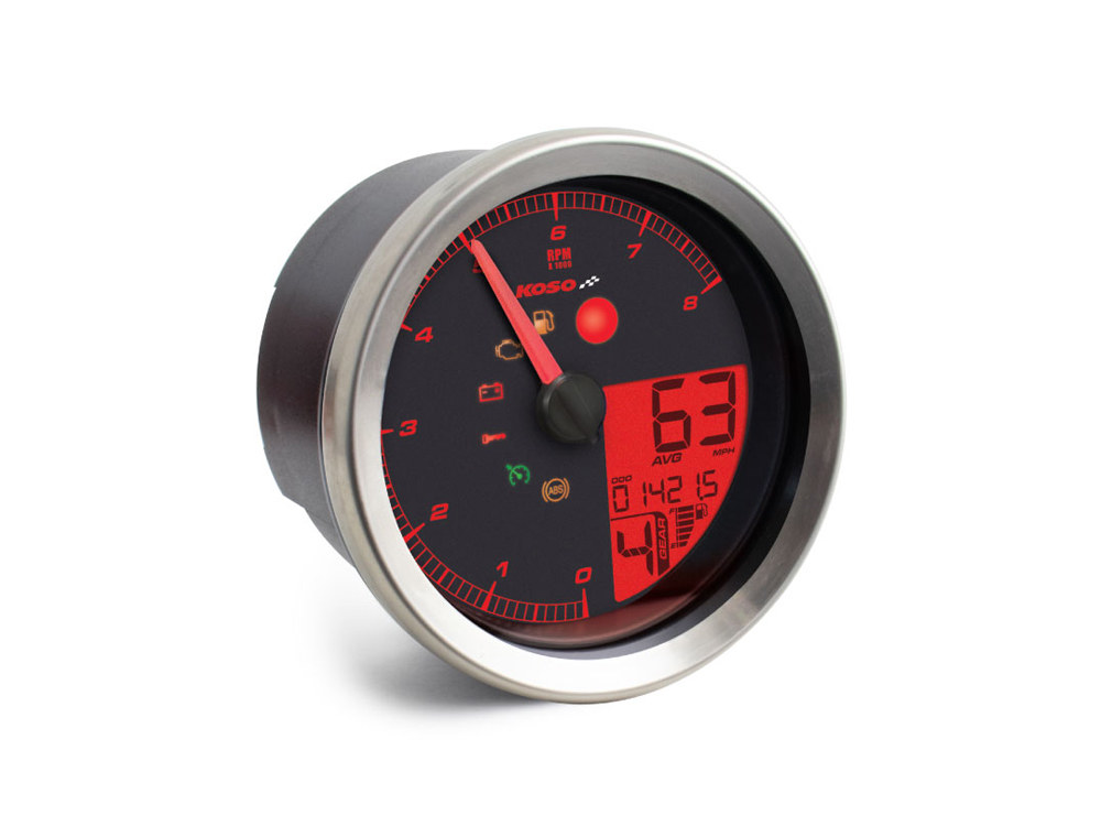 3-3/8in. Round Speedometer with Tachometer – Silver. Fits Dyna 2004-2011, Sportster 2004-2013 & Rocker 2008-2010.