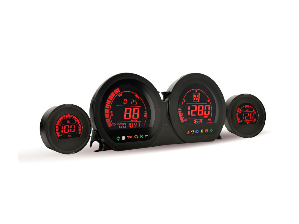 Speedometer & Tachometer – 4 Gauge Kit – Blue/Red. Fits Touring 2014-2020 with Fairing.