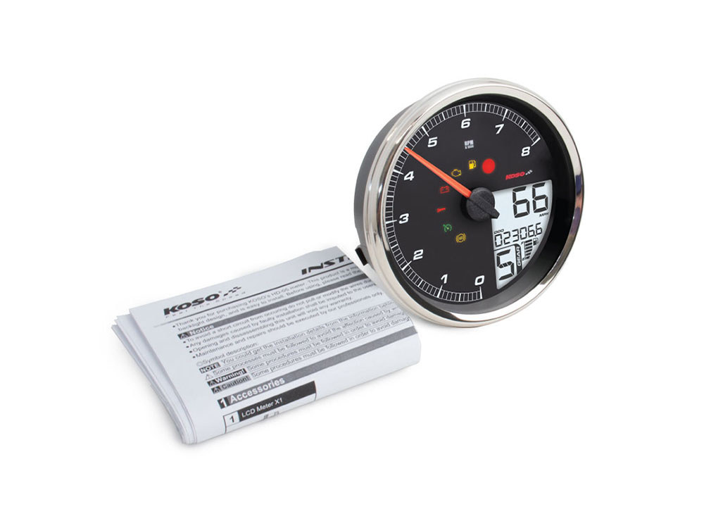 4-1/2in. Tank Mount Speedometer with Tachometer – Silver. Fits Softail 2011-2017, Road King 2014up & Dyna Switchback, Custom & Fat Bob 2012-2017.