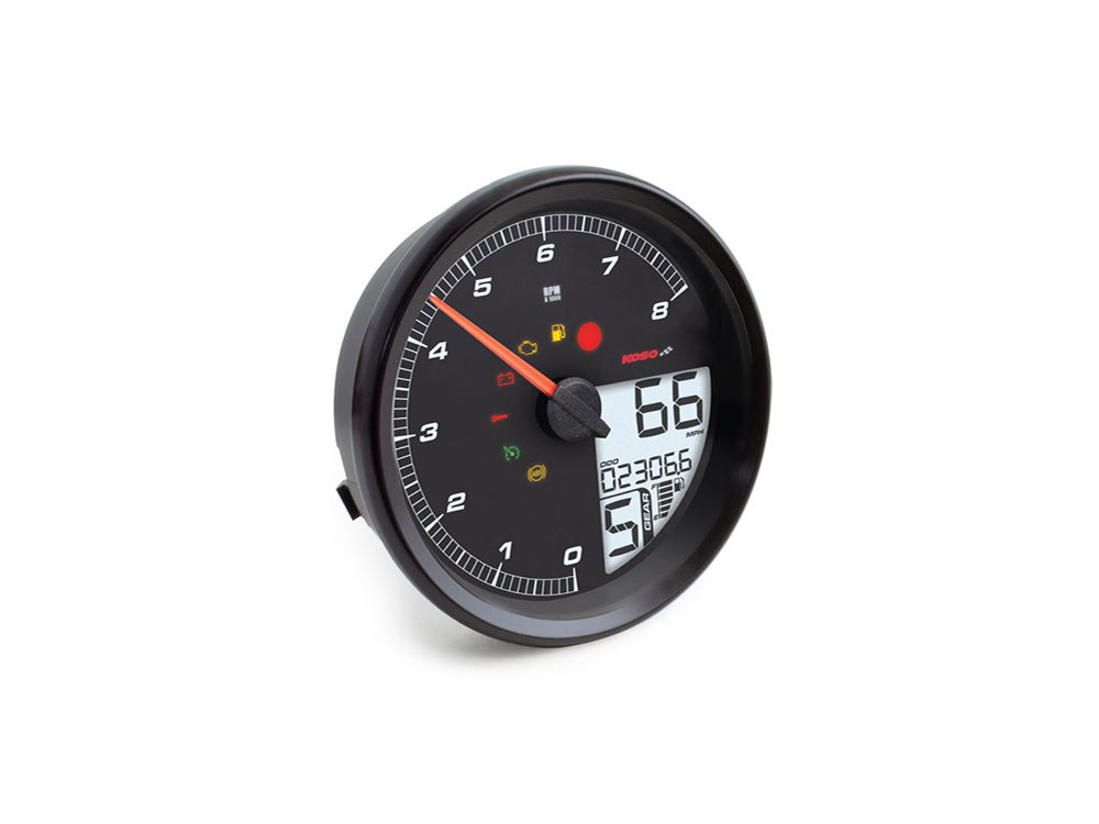 4-1/2in. Tank Mount Speedometer with Tachometer - Black. Fits Softail 2004-2010, Dyna Fat Bob 2008-2011 & Wide Glide 2006-2008 & Road King 2004-2013.