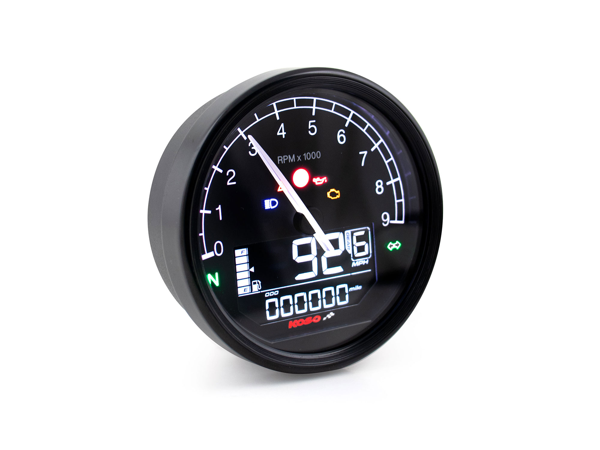 3-7/16in. Digital Speedometer with Tachometer – Black.