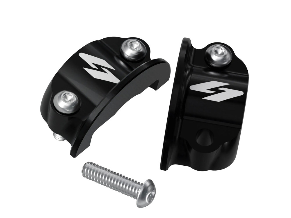 Pro-Line Perch Half Clamps - Black. Fits Softail 1984-2024, Dyna 1991-2017, Most Touring 1982-2024, Sportster 1982-2003 & FXR 1982-1994