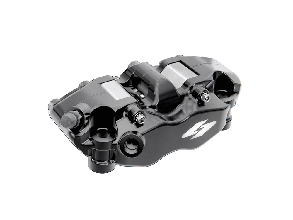 Left Hand Front RTX8 Series Radial 4 Piston Caliper - Black. Can be used as Right Hand Rear Caliper