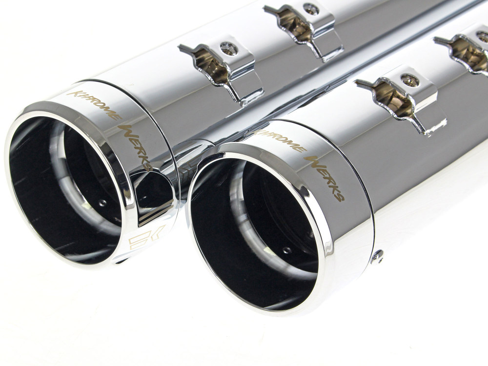 4-1/2in. Klassic Slip-On Mufflers - Chrome with Chrome End Caps. Fits Touring 2017up.