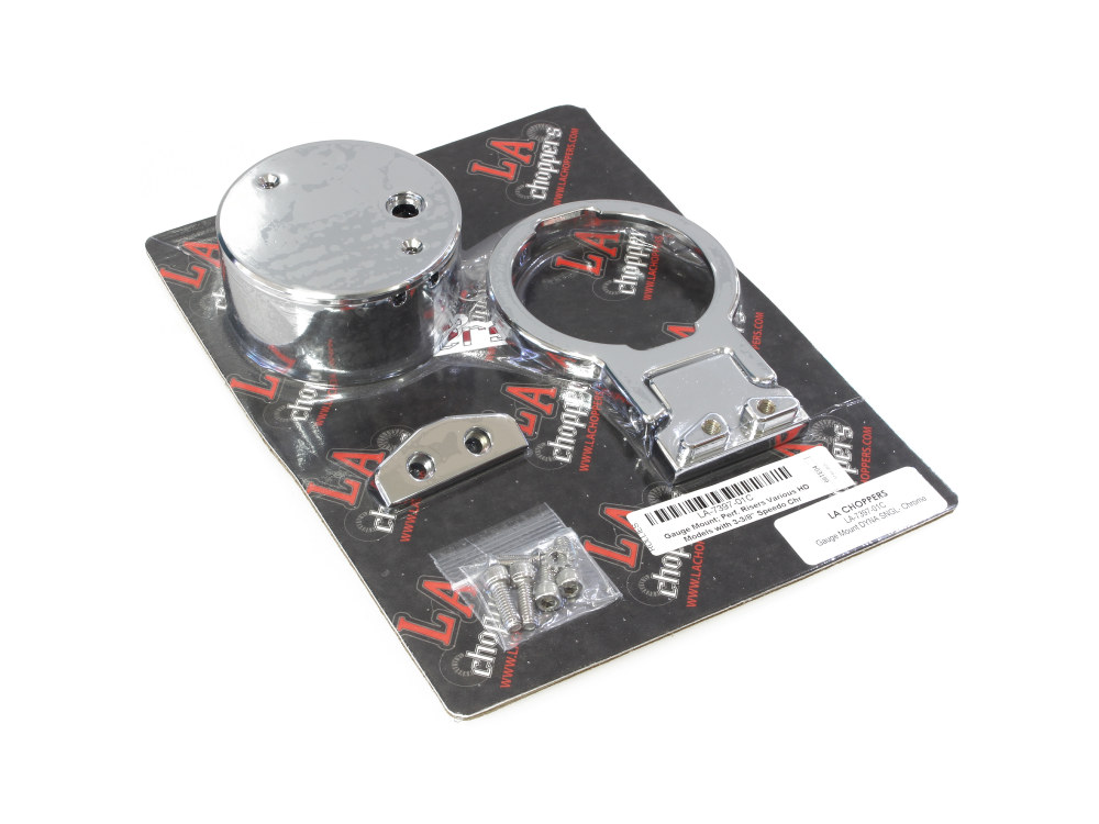 Performance Risers Gauge Mount – Chrome. Fits Various HD Models with 3-3/8in. Speedo.