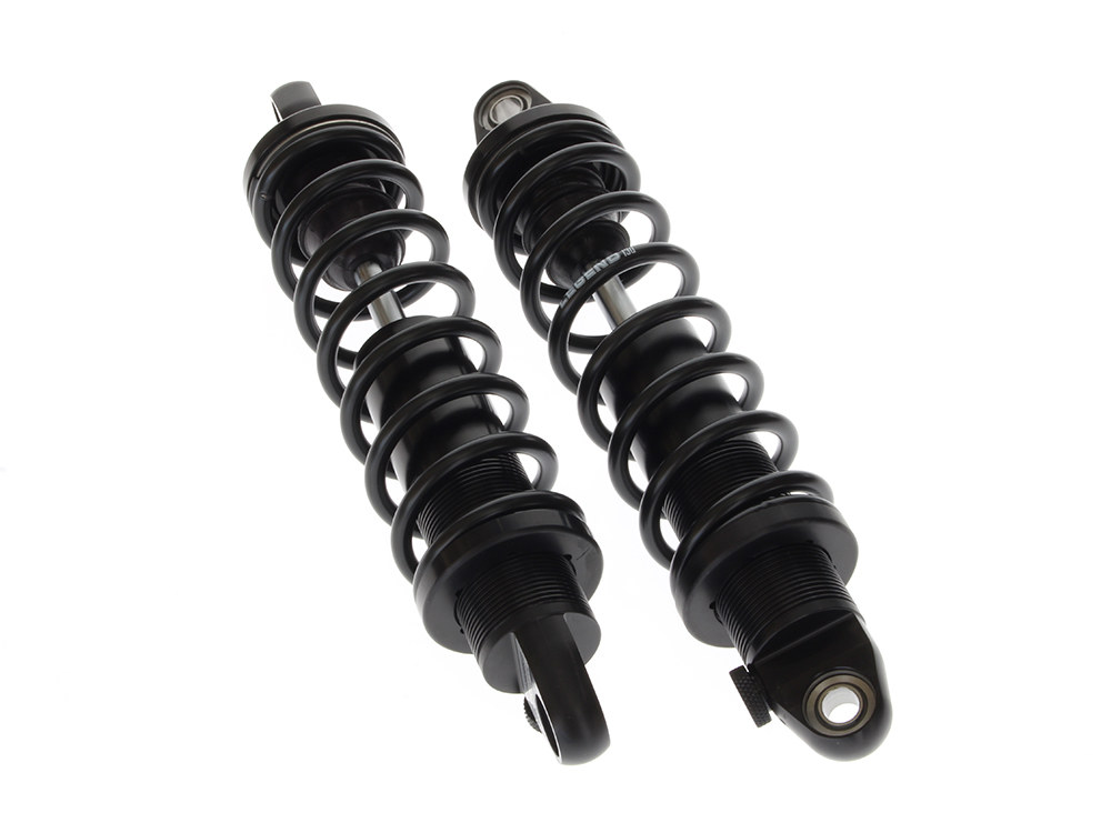 REVO-A Series, 13in. Adjustable Heavy Duty Spring Rate Rear Shock Absorbers – Black. Fits Dyna 2006-2017.
