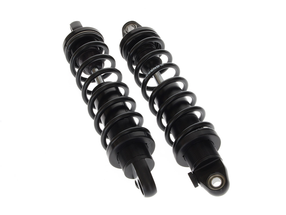REVO-A Series, 13in. Adjustable Heavy Duty Spring Rate Rear Shock Absorbers - Black. Fits Dyna 2006-2017.