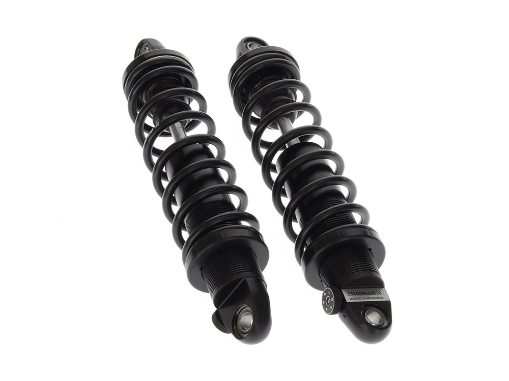REVO-A Series, 13in. Adjustable Heavy Duty Spring Rate Rear Shock Absorbers – Black. Fits Touring 1999up.