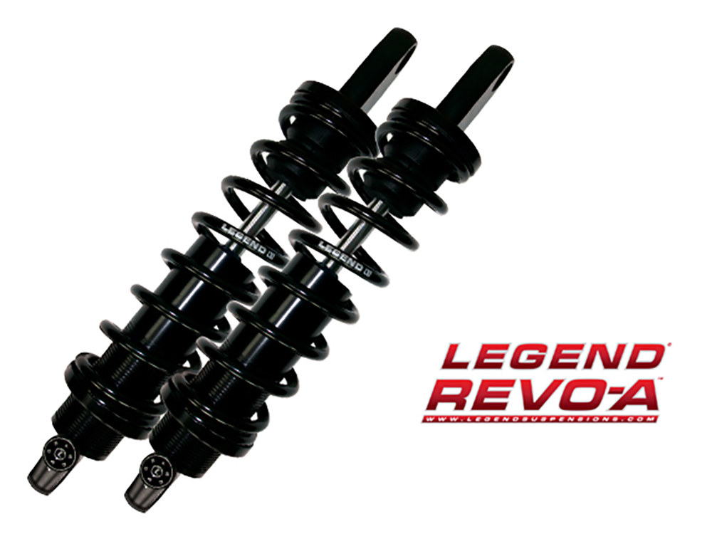 REVO-A Series, 14in. Adjustable Rear Shock Absorbers - Black. Fits Dyna 1991-2017.