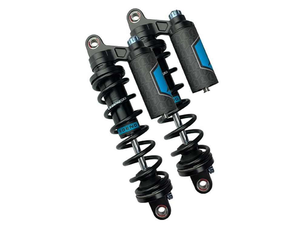 Revo ARC Piggyback Suspension. 13in. Adjustable, Heavy Duty Spring Rate, Rear Shock Absorbers - Black. Fits Dyna 1991-2017.
