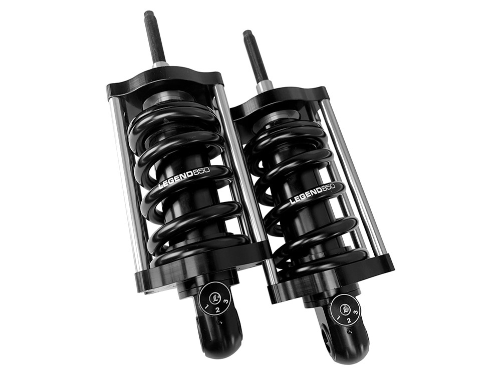 REVO-A Series, Adjustable Heavy Duty Rear Shock Absorbers - Black. Fits Softail 2000-2017.