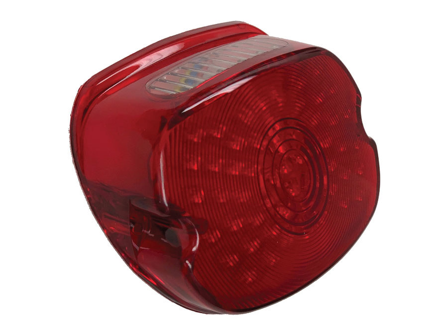 LED Low Profile Taillight with Red Lens & Number Plate Illumination. Fits Most 1999up Models.