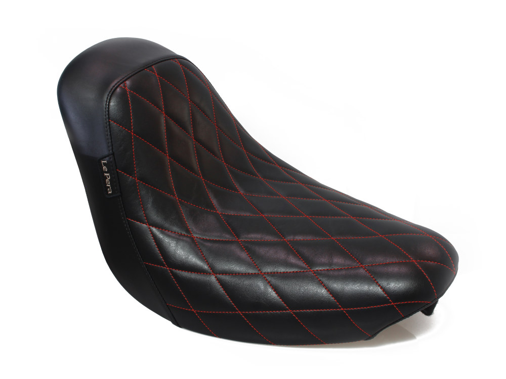 Bare Bones Solo Seat with Red Diamond Stitch. Fits Softail 2006-2017 with 200 OEM Rear Tyre.