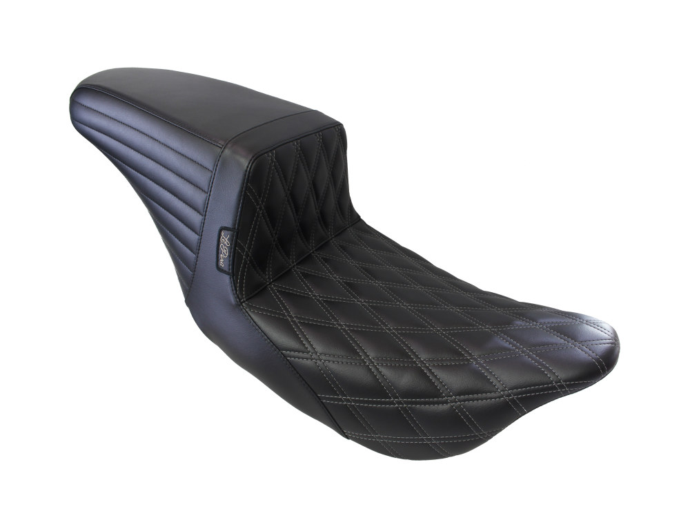 Kickflip Dual Seat with Gun Metal Grey Double Diamond Stitch. Fits Most Touring 2008-2024