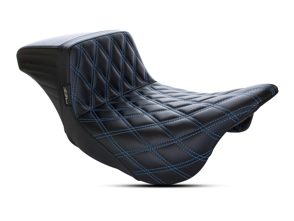 Kickflip Dual Seat with Blue Double Diamond Stitch. Fits Most Touring 2008-2024