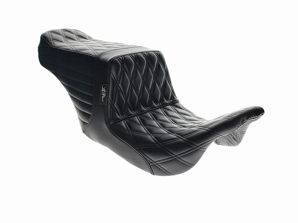 TailWhip Up Front Reduced Reach Dual Seat with Black Double Diamond Stitch. Fits Most Touring 2008-2024