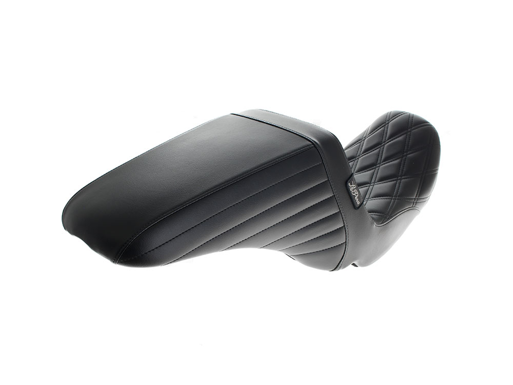 LEPERA SEATS Kickflip Up Front Reduced Reach Dual Seat with Black Double Diamond Stitch. Fits Dyna 2006-2017.