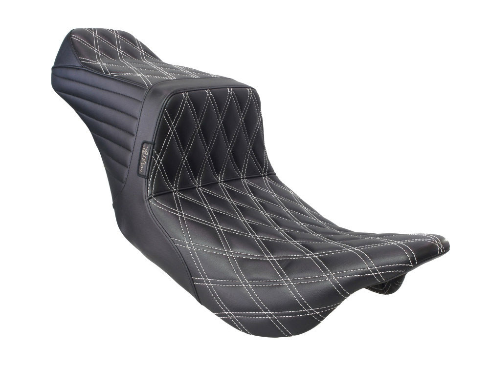 TailWhip Dual Seat with White Double Diamond Stitch. Fits CVO Touring 2023up & Street Glide & Road Glide 2024up.