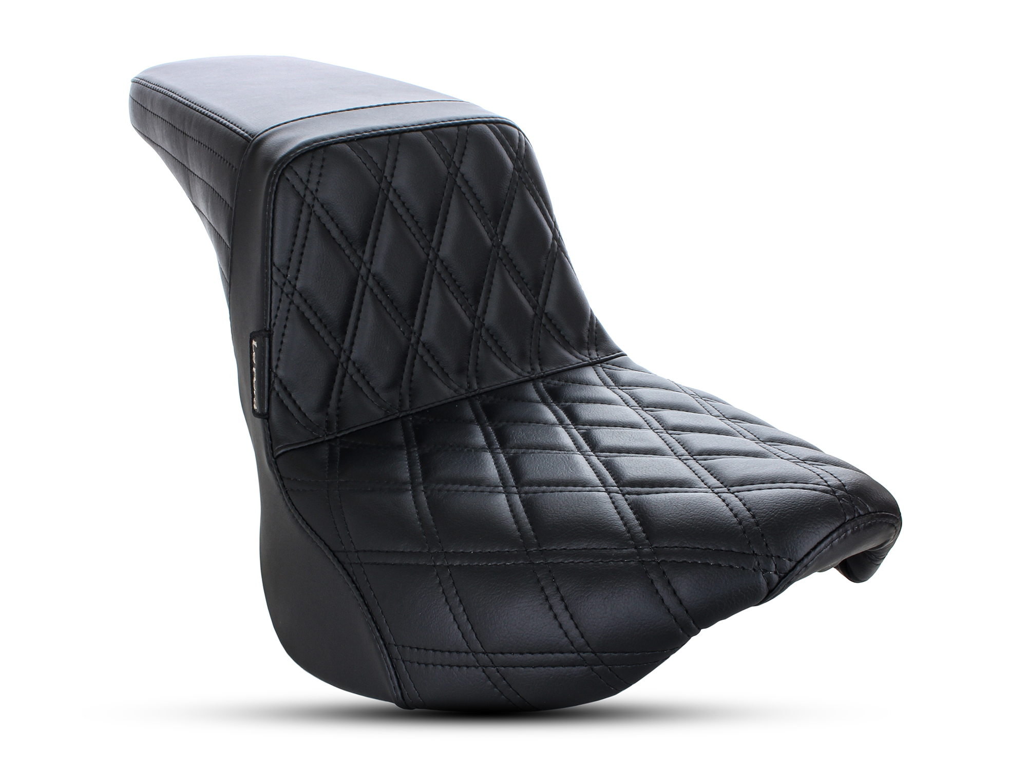 Kickflip Dual Seat with Black Double Diamond Stitch. Fits Softail Slim & Street Bob 2018up & Standard 2020up.