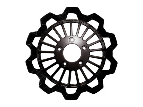 11.5in. Rear Breakout Bow-Tie Disc Rotor – Black Band & Black Carrier. Fits Big Twin 2000up & Sportster 2000-2010.