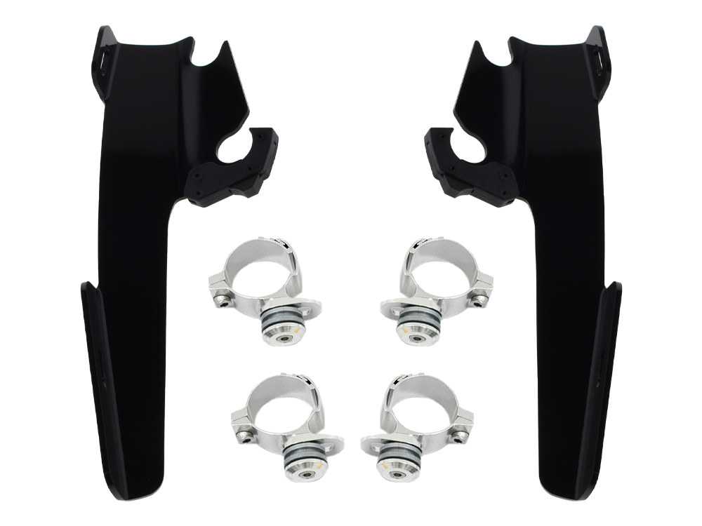 Black Batwing Fairing Trigger-Lock Mounting Hardware. Fits most Sportsters 1987-2021 with 39mm Fork Tubes.