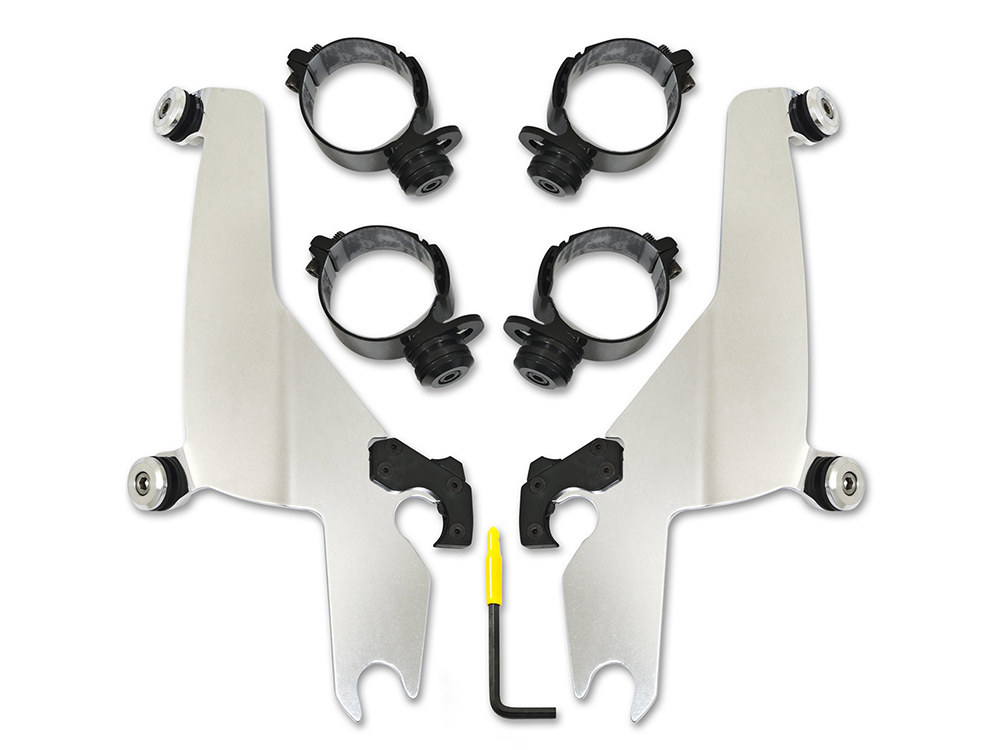 Polished Sportshield Trigger-Lock Mounting Hardware. Fits FX Softail 1984-2015 & Dyna Wide Glide 1993-2005.