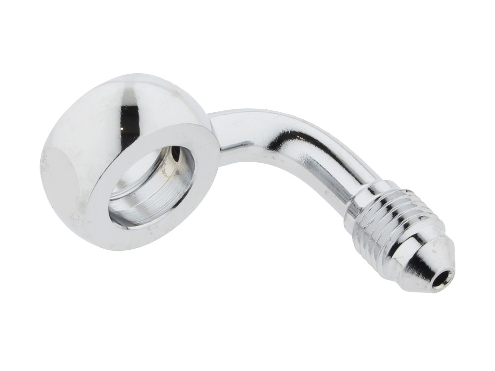 Chrome 7/16in. ID, 90 Degree Banjo - Male #3 End.