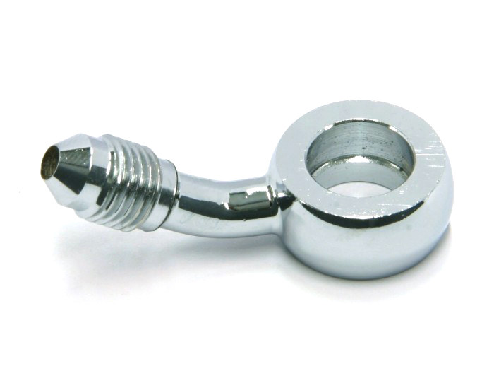 Chrome 7/16in. ID, 35 Degree Banjo - Male #3 End.