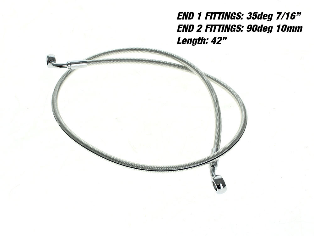 42in. E-Z Align Front Brake Line with 7/16in. x 35 Degree Banjo - Sterling Chromite.