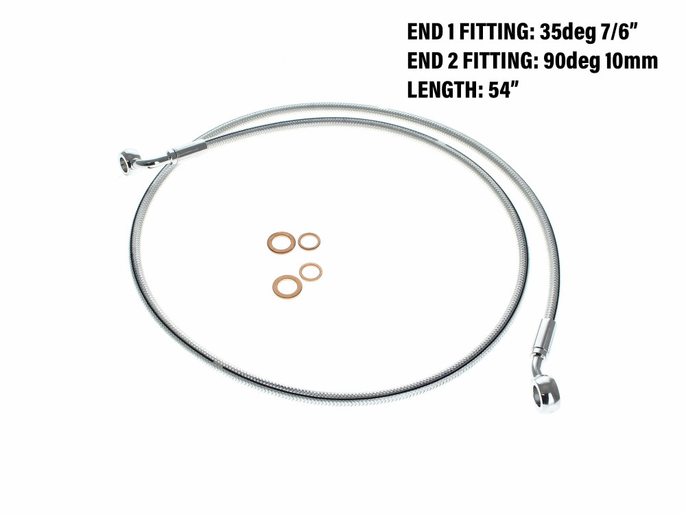 54in. E-Z Align Front Brake Line with 7/16in. x 35 Degree Banjo - Sterling Chromite.