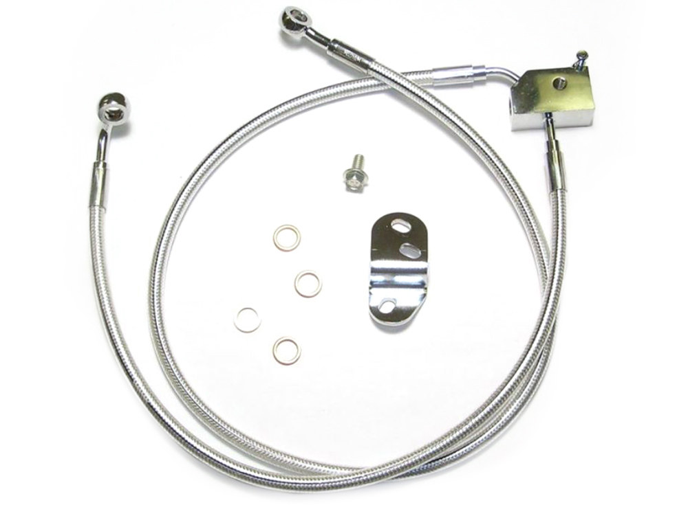 Rear Brake Line - Sterling Chromite. Fits Softail 2000-2006