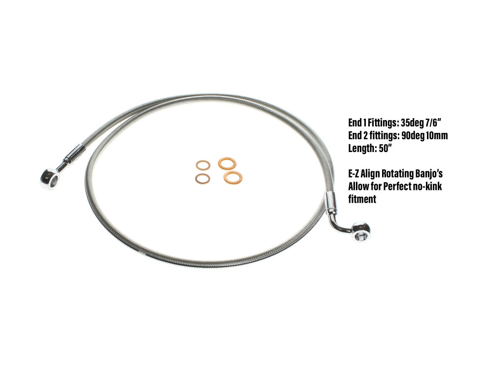 46in. E-Z Align Front Brake Line with 7/16in. x 180 Degree Banjo - Sterling Chromite.