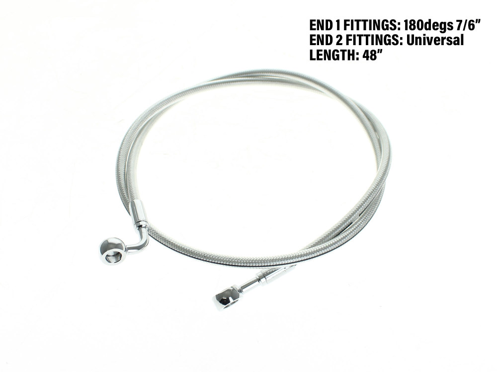 48in. E-Z Align Front Brake Line with 7/16in. x 180 Degree Banjo - Sterling Chromite.