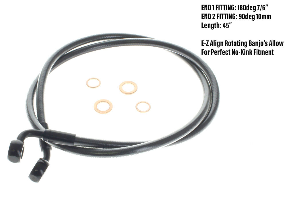 42in. E-Z Align Front Brake Line with 7/16in. x 35 Degree Banjo - Black Pearl.
