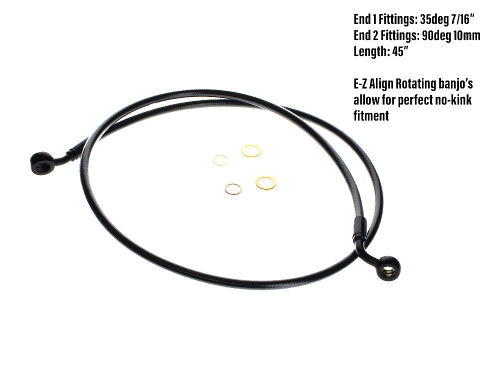 45in. E-Z Align Front Brake Line with 7/16in. x 35 Degree Banjo - Black Pearl.