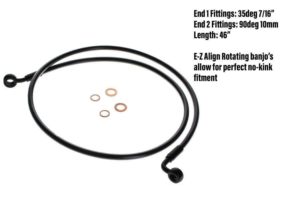 46in. E-Z Align Front Brake Line with 7/16in. x 35 Degree Banjo - Black Pearl.
