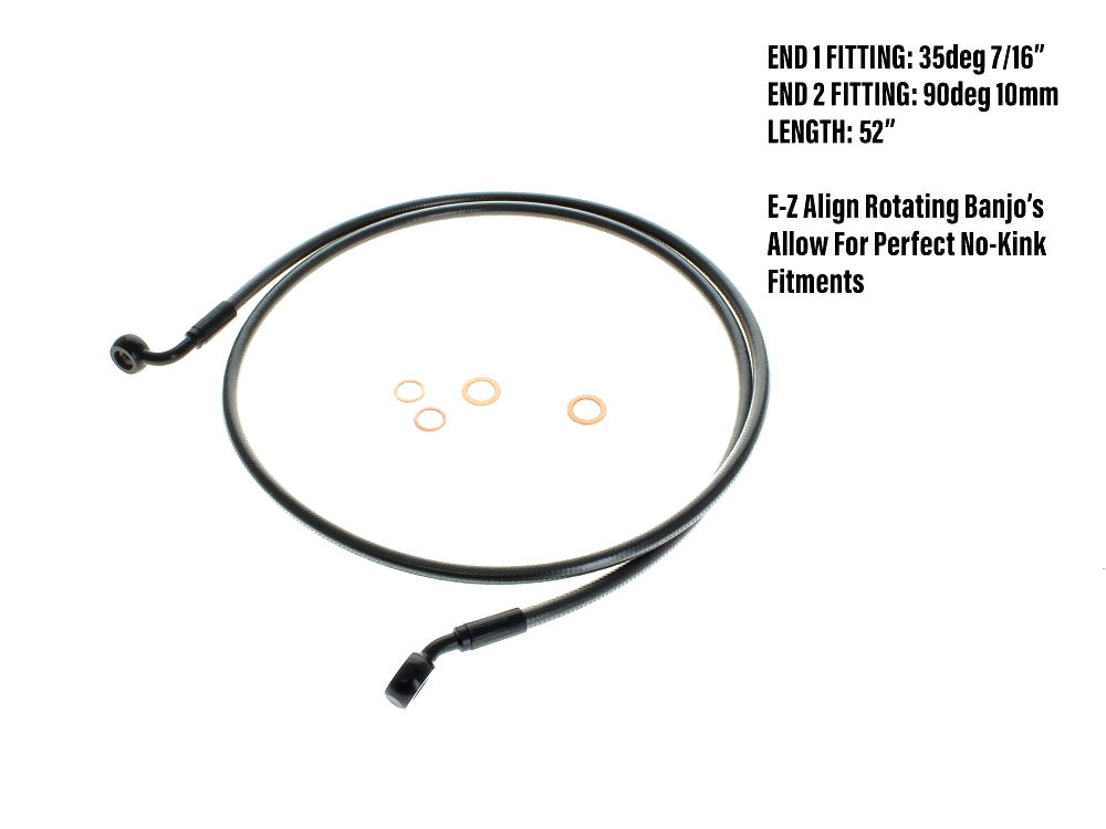 52in. E-Z Align Front Brake Line with 7/16in. x 35 Degree Banjo - Black Pearl.