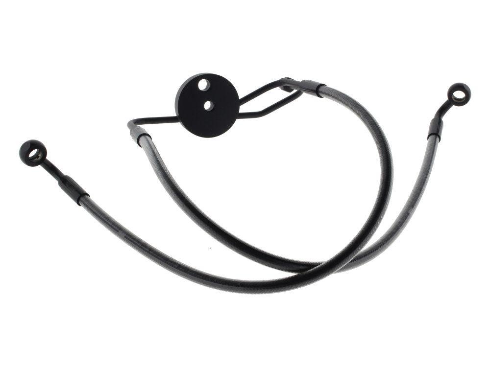 Lower Front Brake Line with T-Piece - Black Pearl. Fits Sportster & Dyna with Dual Front Calipers.
