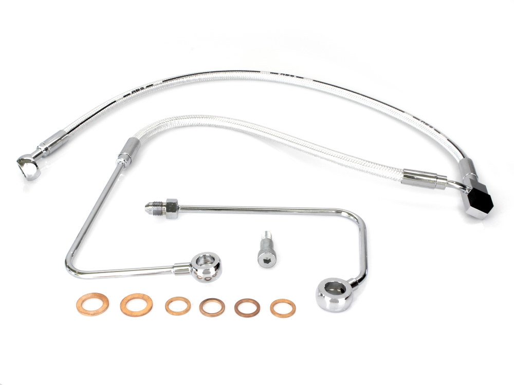 Stock Length Lower Front Brake Line - Sterling Chromite. Fits FLST Softail 2011-2017 & Breakout 2015-2017