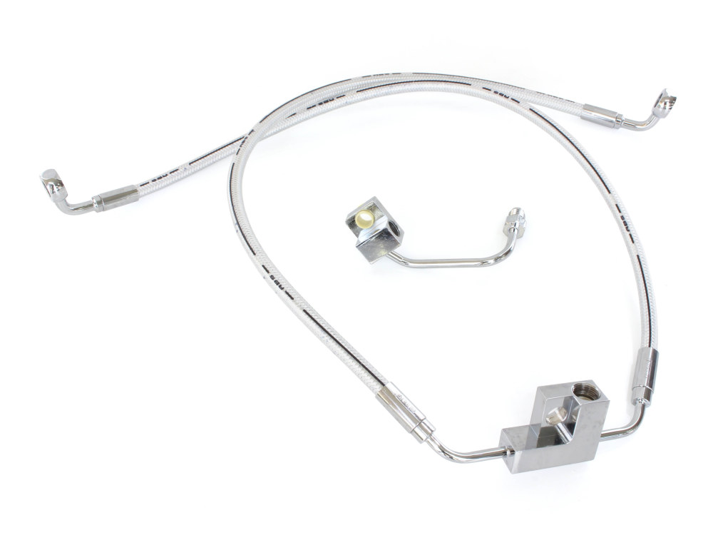 +2in. Over Length Lower Front Brake Line - Sterling Chromite. Fits Dyna Fat Bob 2012-2017 & Dyna Low Rider 2014-2017
