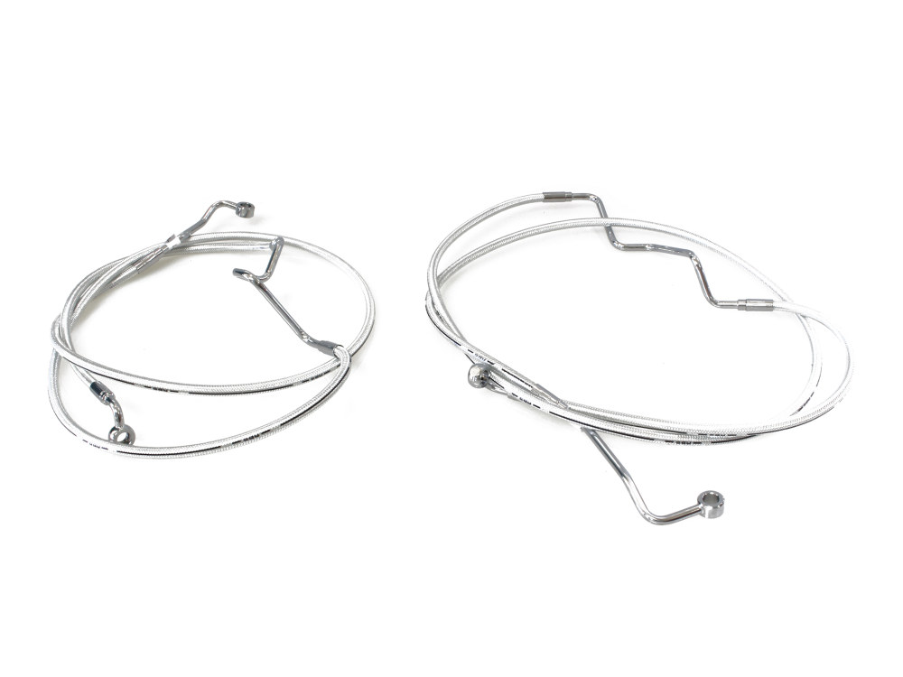 +4in. Over Length Lower Front Brake Line - Sterling Chromite. Fits Touring 2014-2023