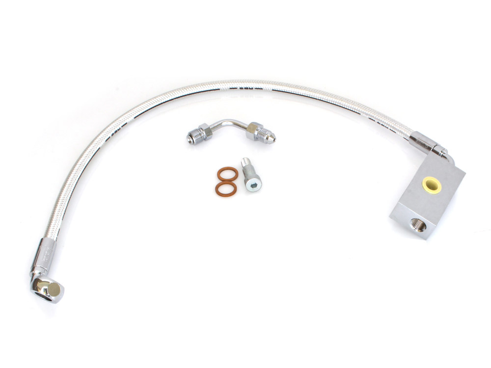 Stock Length Lower Front Brake Line - Sterling Chromite. Fits Softail 2018up