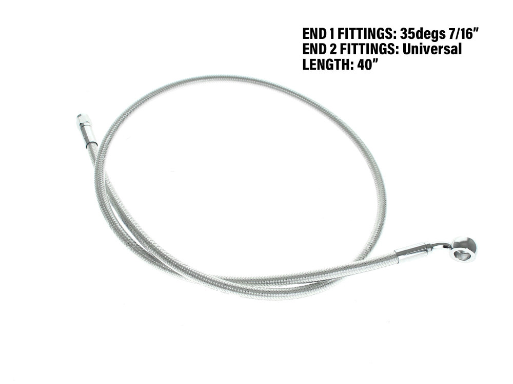 40in. Upper Front Brake Line with 7/16in. x 35 Degree Banjo - Sterling Chromite.