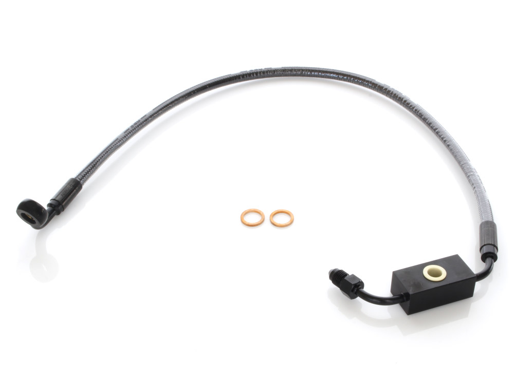 Stock Length Lower Front Brake Line - Black Pearl. Fits Dyna 2012-2017