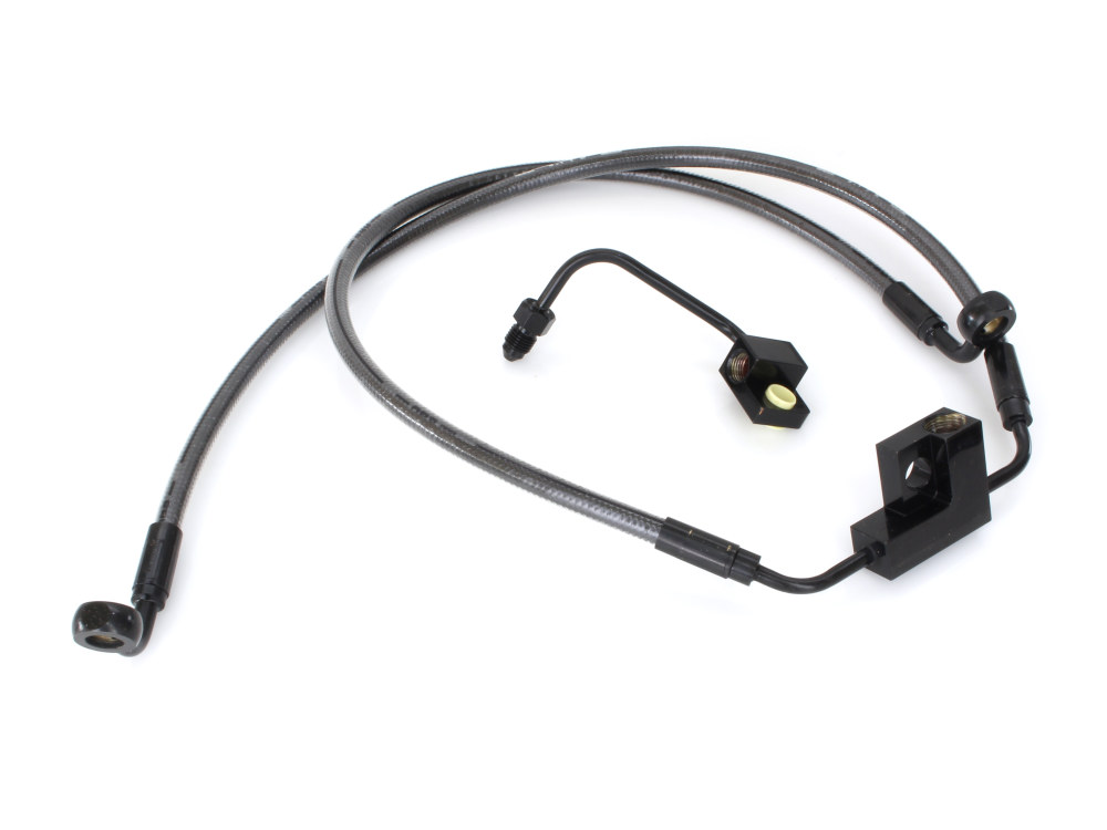 +2in. Over Length Lower Front Brake Line - Black Pearl. Fits Dyna Fat Bob 2012-2017 & Dyna Low Rider 2014-2017