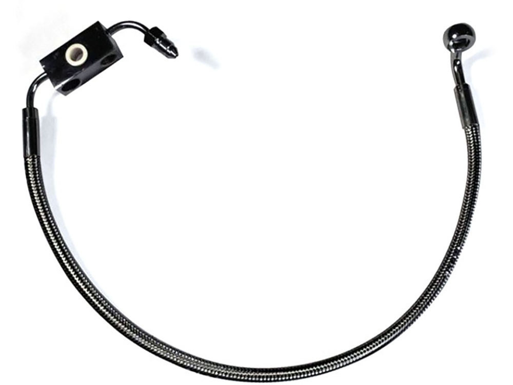 Stock Length Lower Front Brake Line – Black Pearl. Fits Sportster Seventy-Two 2014-2016 with ABS & Single Front Disc Caliper.