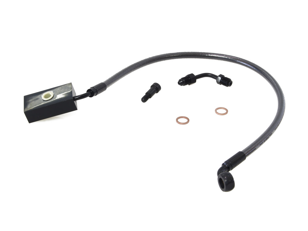 +2in. Length Lower Front Brake Line - Black Pearl. Fits Softail 2018up