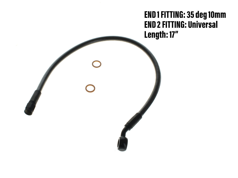 17in. Upper Front Brake Line with 10mm x 35 Degree Banjo - Black Pearl.